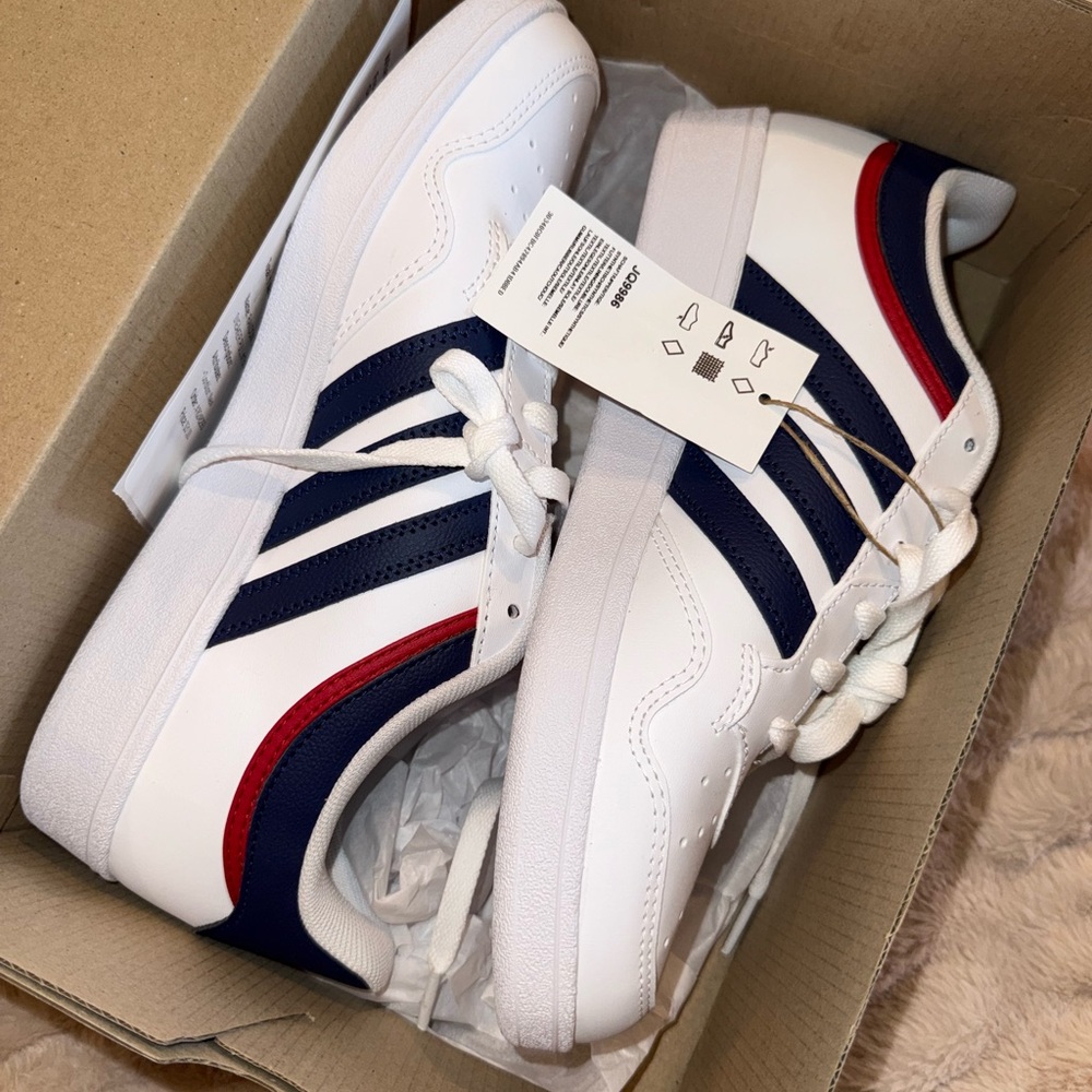 Adidas White and Blue Sneakers Classic Style
